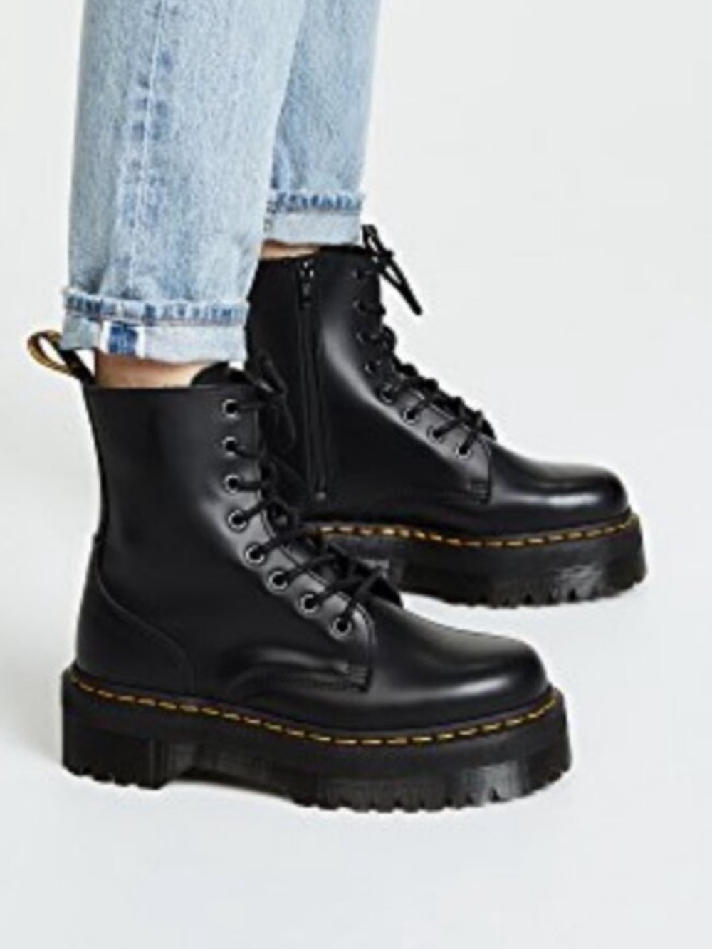 Dr. Martens Jadon Black Chunky Platform Lace-Up Combat Boots